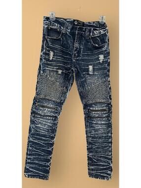 Road Narrows Jeans Mens 30 Blue Denim Mid Rise Skinny Flex Tie Dye Distressed